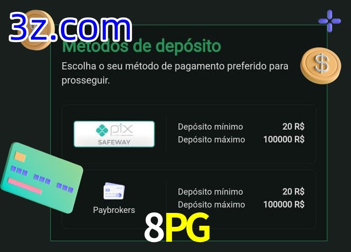 O cassino 8PG oferece uma grande variedade de métodos de pagamento